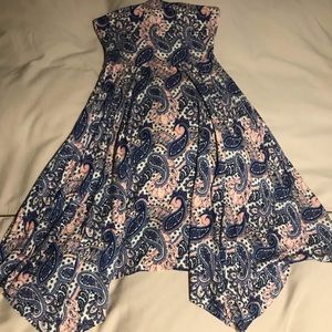 Express strapless paisley dress